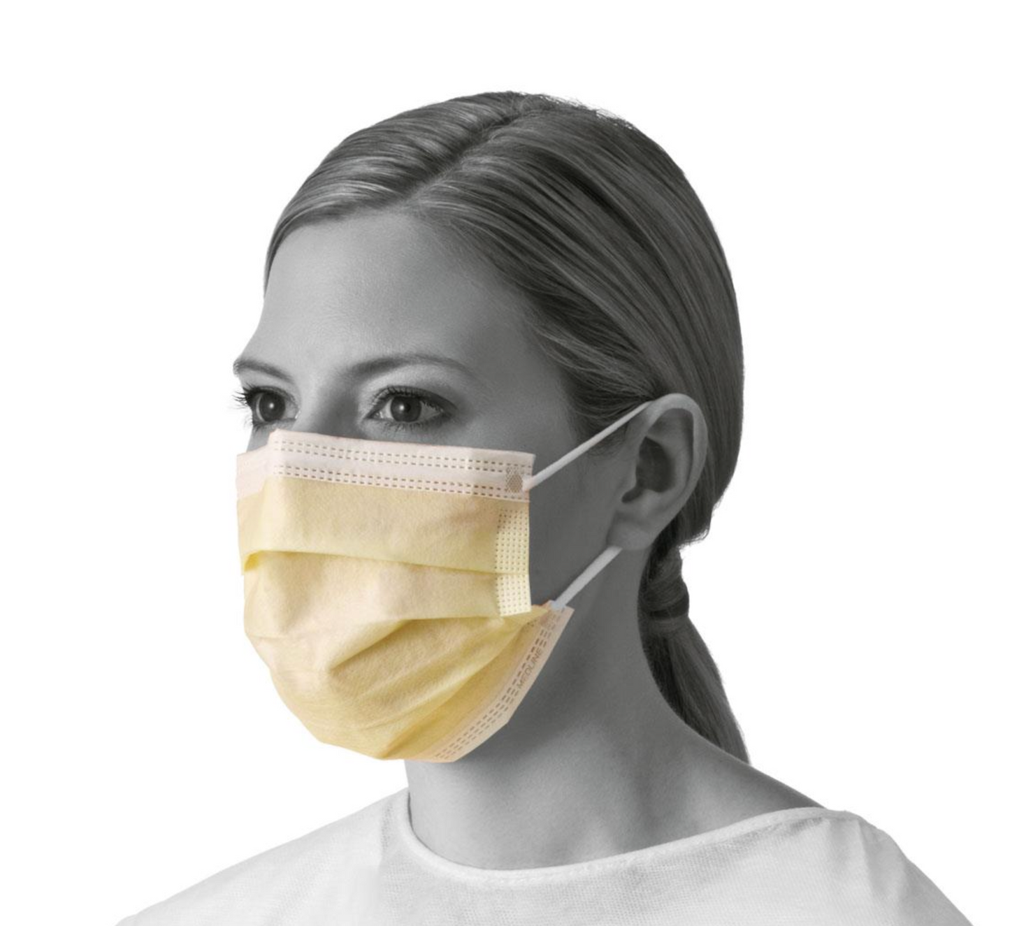 Medline Procedure Face Mask with Ear Loops - ASTM Level 1 Procedure Face Mask with Ear Loops, Yellow